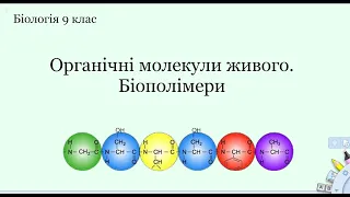 Біологія 9 клас. Органічні молекули живого. Біополімери
