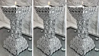 Dollar Tree DIY Elegant Glam Crystal Candle Holders