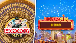 INSANE 4 ROLLS BONUS GOES CRAZY ON MONOPOLY LIVE! (BIG WIN)