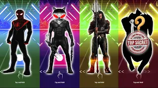 Tiles Hop SuperHero, Miles Morales vs Black Manta vs AquaMan vs Top Secret