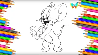 Как нарисовать ДЖЕРРИ из мультика Том и Джерри | Рисуем и Учим Цвета | Coloring Kids