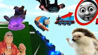 ROBLOX Yeet Thomas And Trains Off A Cliff Compilation! ⁽ᴮᵘᵗ ⁹⁰% ᴼᶠ ᵀʰᵉ ᵛᶦᵈᵉᵒ ᴰᵒᵉˢⁿᵗ ᴵⁿᵛᵒˡᵛᵉ ᴬ ᶜˡᶦᶠᶠ⁾