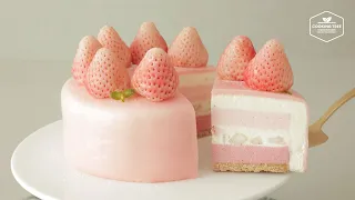 노오븐 핑크 딸기 치즈케이크 만들기 : No-Bake Pink Strawberry Cheesecake Recipe | Cooking tree