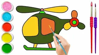 Helicopter Drawing, Painting and Coloring for Kids