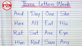 Three Letter Words For kids || 3 Letter Words Homework  #thefunlearning