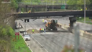 Demolition begins on Norwalk overpass damaged in fiery crash on I-95