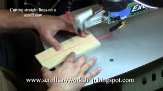 Cutting straight lines on a scroll saw.