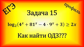 log 2 (4^x+81^x-4*9^x+3) больше или равно 2x. Как найти ОДЗ? ЕГЭ, профиль, задача 15