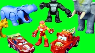 Iron Man Iron Car Mater & Lightning McQueen go to Jungle to save Superman