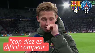 Reaccion de Frenkie de Jong Barcelona 1-4 PSG (4-6) Goles de mbappe