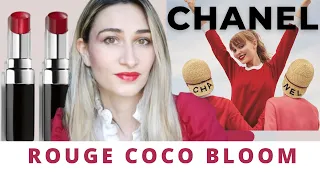 CHANEL || ROUGE COCO BLOOM LIPSTICK|| Red shade Alive worn by  Lily Rose Depp|| Swatches & Review