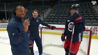 Patrik Laine demonstrates the art of his famous one-timer | BLUE JACKETS LIVE