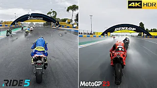 RIDE 5 vs MotoGP 23 Max Graphics 4k Side by Side Comparison! RTX 4090 PC Next Gen Gameplay!