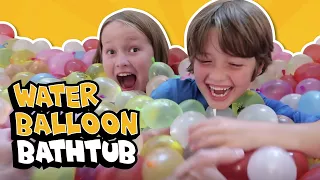 HOW TO GET 2000+ WATER BALLOONS IN A BATHTUB! // The Holderness Family