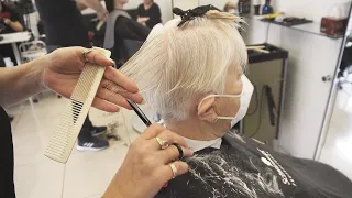 ANTI AGE HAIRCUT - SHORT UNDERCUT PIXIE FOR GREY HAIR OVER 70