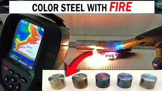 Bluing steel with heat [different colors from gold to purple to blue]