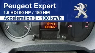 Peugeot Expert 1.6 HDI (90 HP) Acceleration 0 - 100 km/h Top Speed