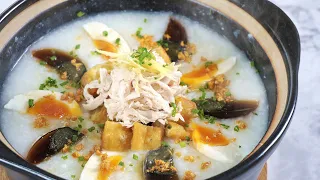 Chicken Congee with Century Egg and Salted Egg 🍲 皮蛋鹹蛋雞絲粥 [My Lovely Recipes]