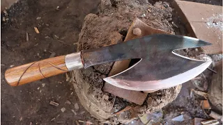 Blacksmithing - Forging A Strange Axe From Leaf Spring