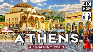 ATHENS, GREECE 🇬🇷 Summer 2023 Walking Tour | Syntagma, Monastiraki, Plaka, Areopagus | 4K, Binaural