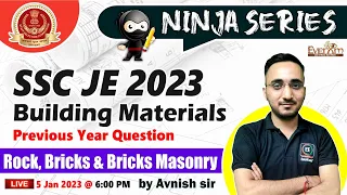BMC | ROCK, BRICKS & MASONARY PYQ by Avnish Sir | Ninja Series #1 | SSC JE PRE 2023 Workshop class |