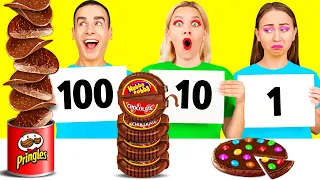 100 खाद्य परतें चुनौती #1 BooBoom Challenge