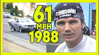 1988 SKATEBOARD WORLD HIGH SPEED RECORD 61 MPH ! FASTEST SKATER THRILLSEEKER DAREDEVIL STREET SKATE