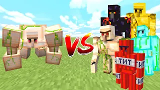 BUFFED IRON GOLEM vs ALL GOLEM in Minecraft Mob Battle