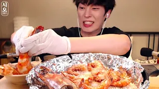 Mukbang SHRIMP 🦐40cm 초 대왕 킹새우VS타이거새우 먹방 찜,구이,튀김,라면  Real SOUND SOCIAL EATING SIO ASMR 시오