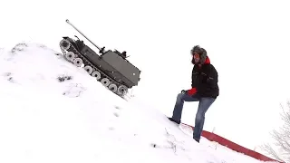 GIANT TANK DESTROYER HiLL CLIMB in SNOW 1:6 240 lbs  All Metal Armortek ELEFANT | RC ADVENTURES