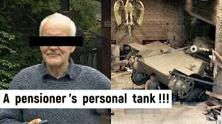 A German pensioner was found to have a weapons depot in his garage. The panther is in the garage.