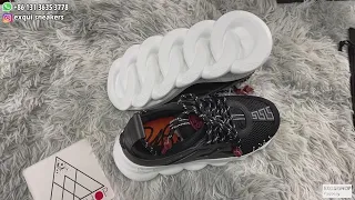 2021 Real VS Fake Versace chain reaction sneakers unboxing checking