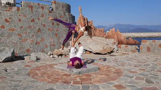 Passionate Acro Yoga flow at 'Le Rocce Rosse', Sardinia