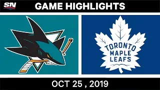 NHL Highlights | Sharks vs. Maple Leafs – Oct. 25, 2019