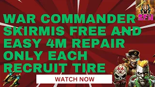 War Commander  Skirmish easy and free start by recruit Track 1,2,3 not Officer Track as its faster