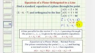Ex: Find the Equation of a Plane Given an Orthogonal Line (Parametric) and a Point