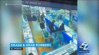 Video: Frightening smash-and-grab robbery at David's Jewelers in SoCal caught on security cameras