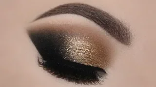 golden eye makeup tutorial for hooded eyes-glamorous easy gold smokey eyes for beginners