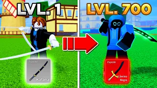 UPEI DO 1 AO 700 SÓ COM ESPADAS NO BLOX FRUITS!!!