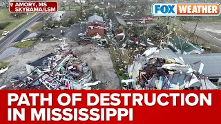 Drone Video Reveals Catastrophic Damage Across Amory, MS From Destructive Tornado