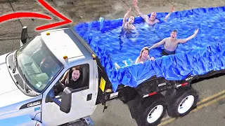 Hot Tub in a Dump Truck (Almost Fell Out)