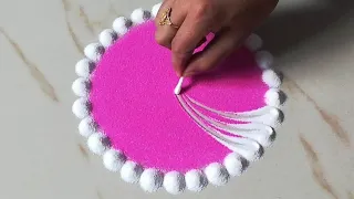 आसान समारोह रंगोली बनाये - कॉटन बड्स से रंगोली बनाने की ट्रिक, New Cotton Bud Rangoli Design Trick