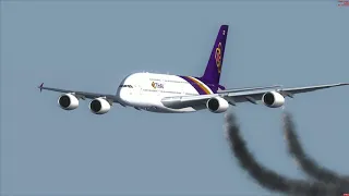 Thai Airways A380 [Engine Fire] Belly Crash Landing at Dubai