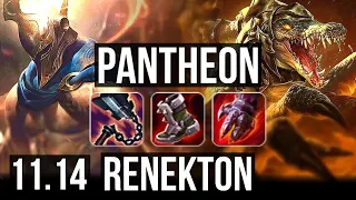 PANTHEON vs RENEKTON (TOP) | 4.0M mastery, 1200+ games, 5/2/10 | KR Master | v11.14