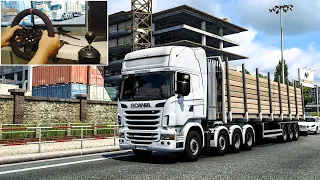 Delivering Logs Into the Mountains RPM   Ets 2 Steering Wheel Gameplay @Farhangaming152