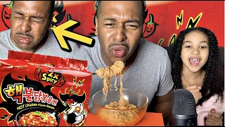 2X SPICY FIRE NOODLES CHALLENGE  *Dad edition* gone WRONG!!