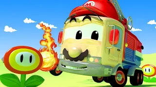 Frank,camionul de pompieri,este Super Mario - Vopsitoria lui Tom în Orasul Masinilor 🎨 Desene copii