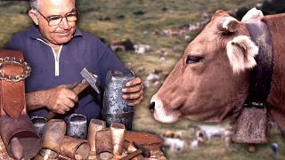 Iron cowbells to detect cattle in the mountains. Casting and manual sound calibration