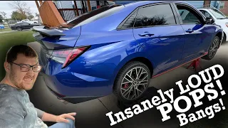 Elantra N gets a SXTH Element Titanium Midpipe! POPS and BANGS!!! + Dragy Runs!!