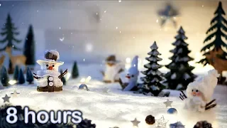 ✰ 8 HOURS ✰ Christmas Music Instrumental ♫ HARP ♫ Peaceful Snowing Snowman video ☃️ Christmas Carols